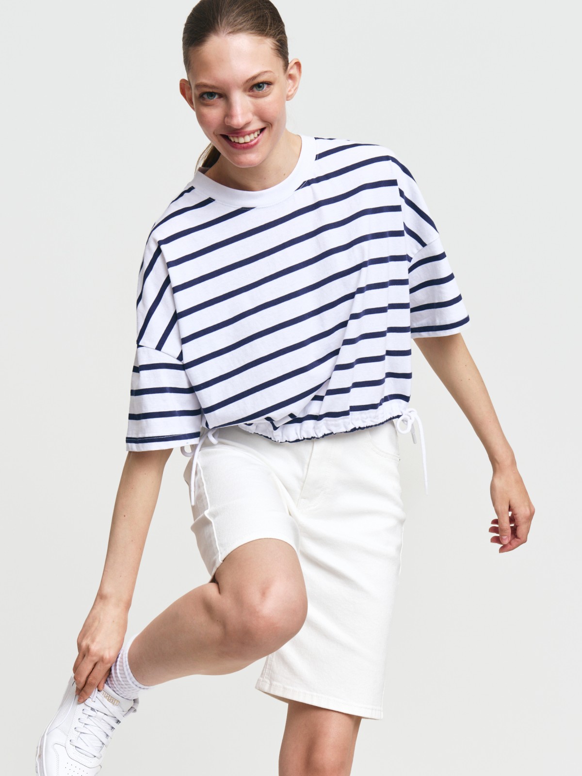 Футболка оверсайз из хлопка на кулиске