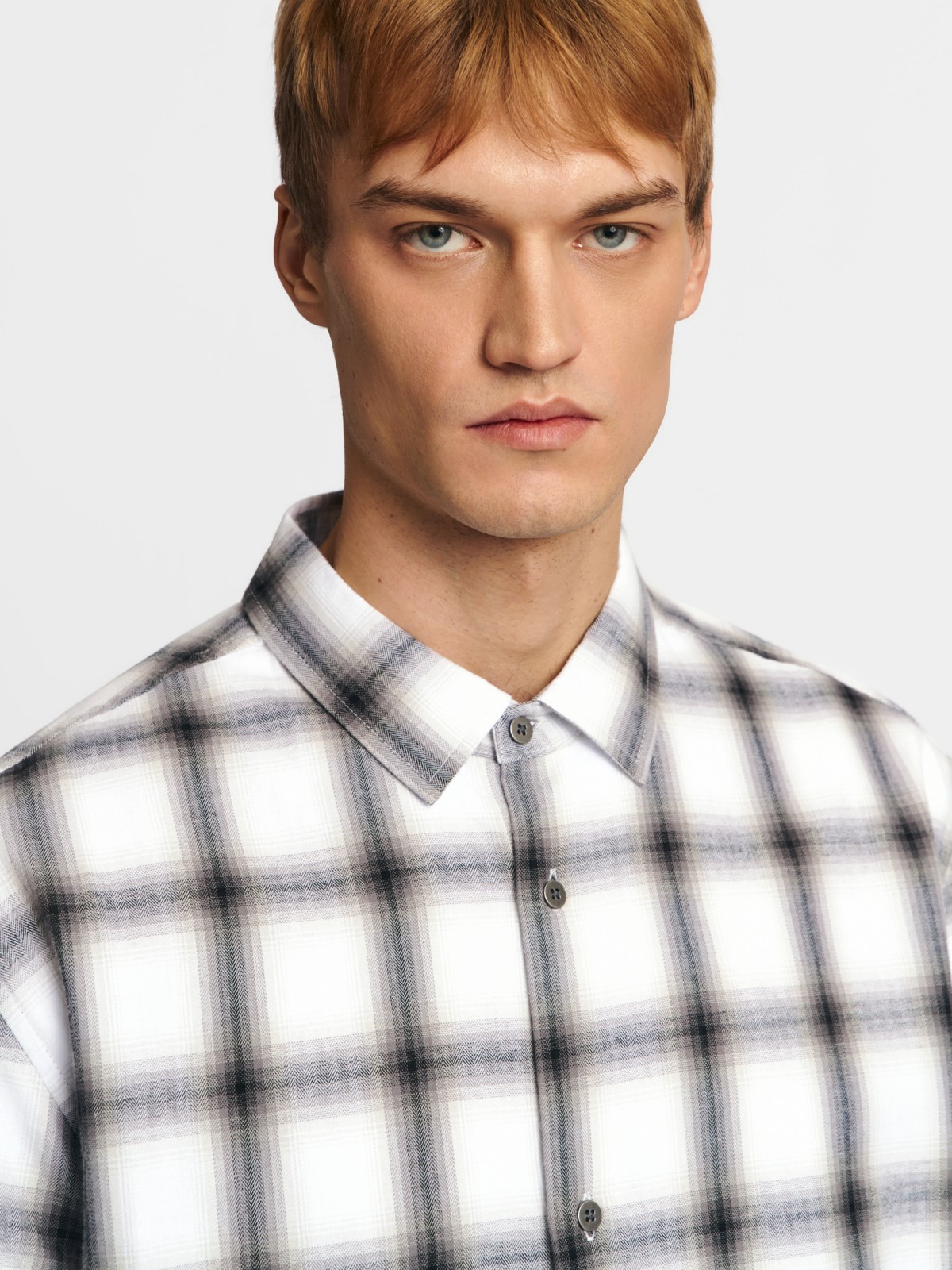 Рубашка из хлопка с длинным рукавом и узором в клетку