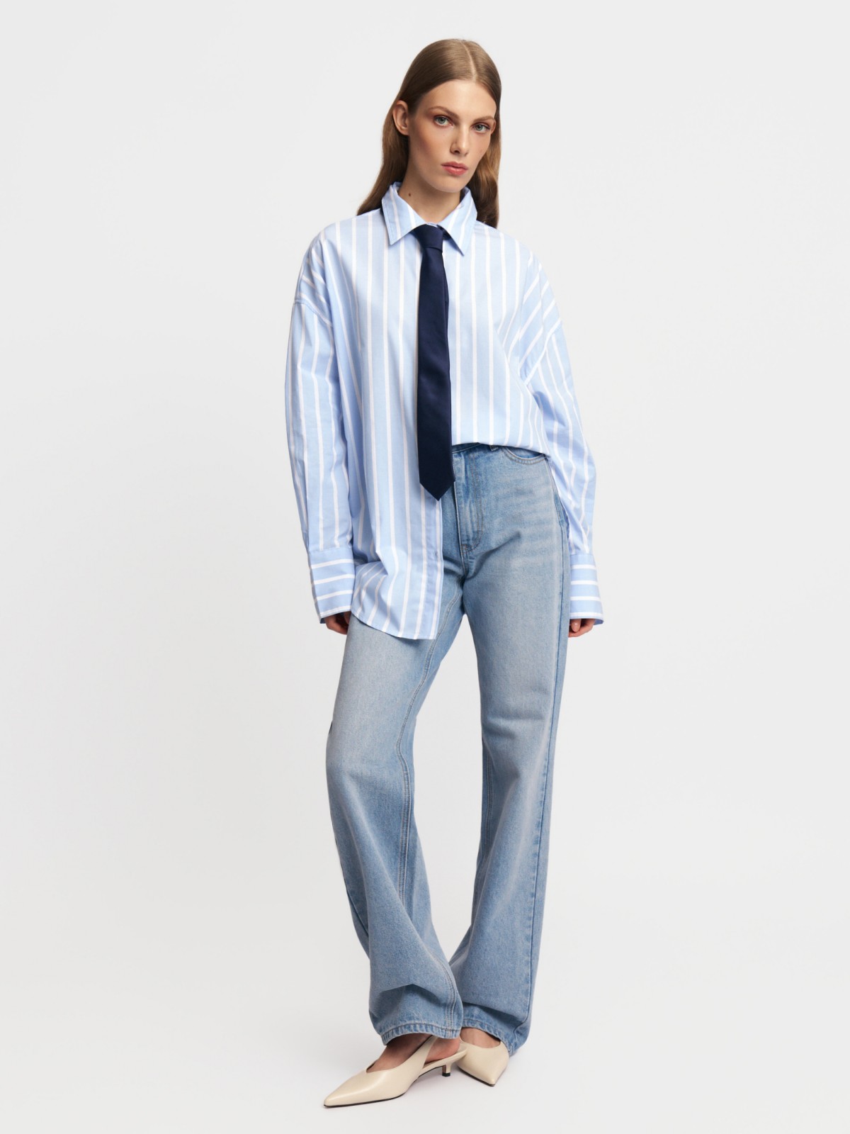 Рубашка оверсайз из хлопка в полоску