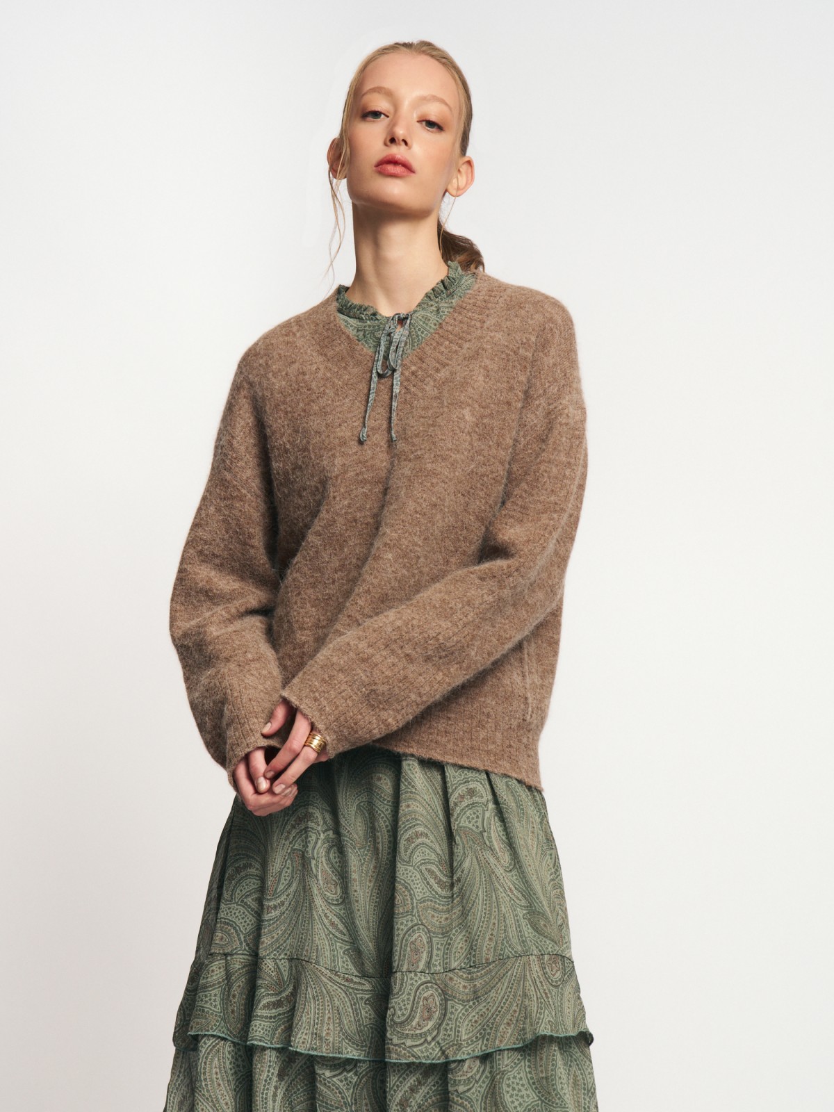 Вязаный пуловер с шерстью