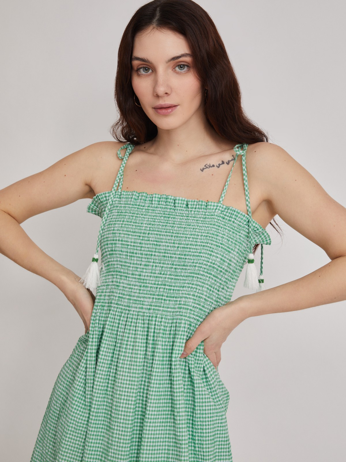 Платье zolla 223248259183, цвет светло-зеленый, размер XS - фото 5