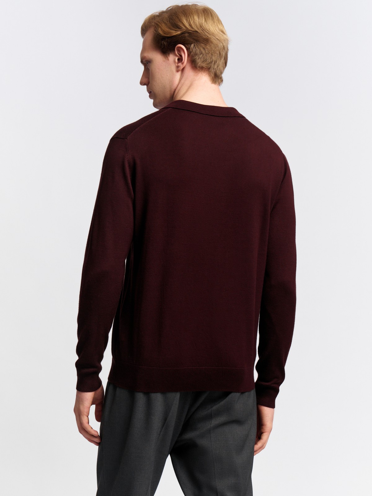 Трикотажный джемпер поло с длинным рукавом