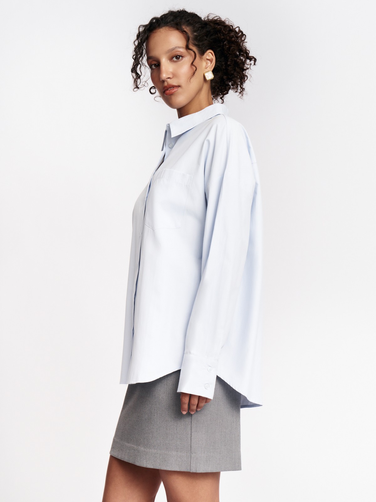 Рубашка свободного силуэта с карманом