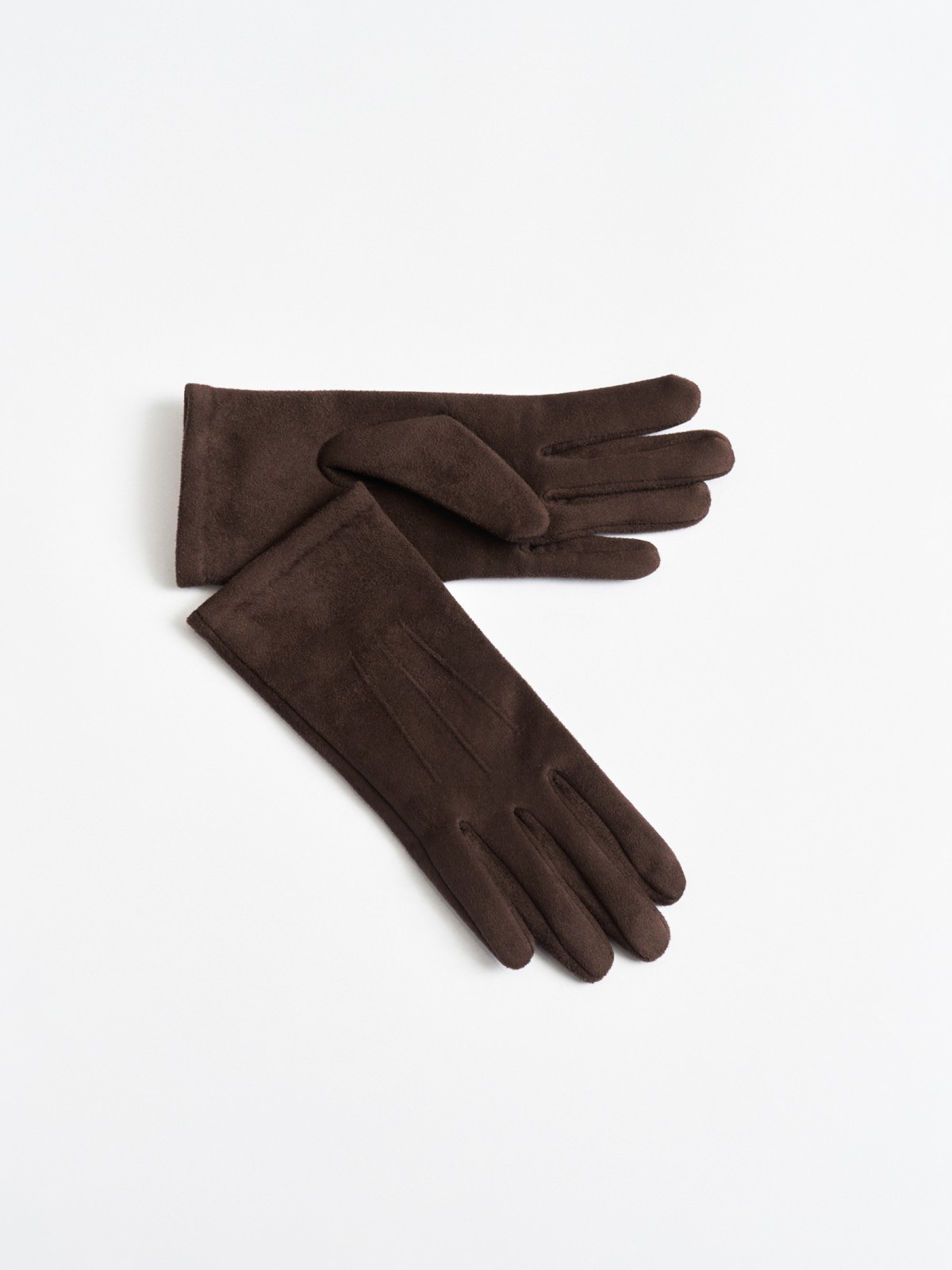 Утеплённые замшевые перчатки с экомехом