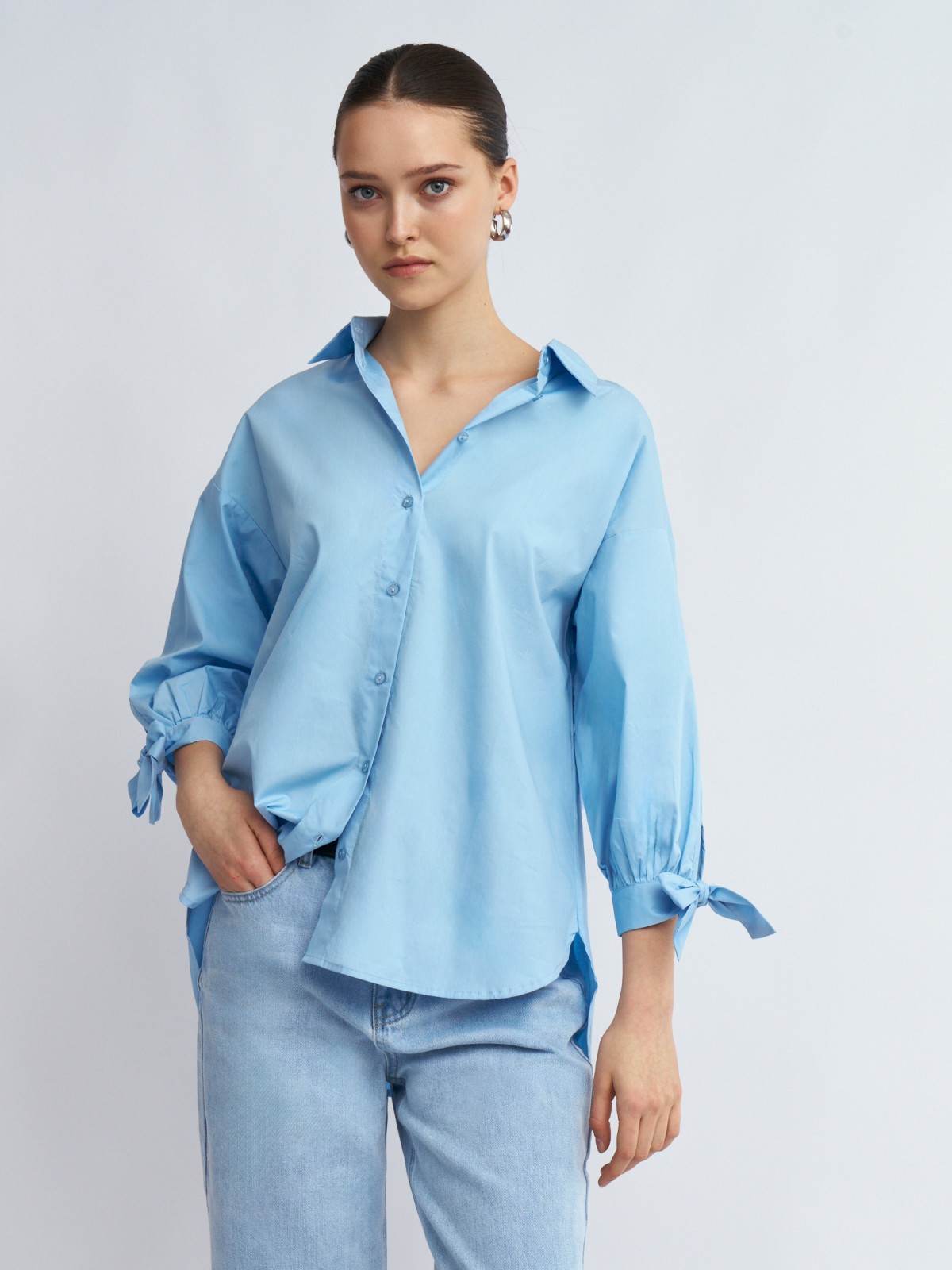 Рубашка из хлопка с акцентными манжетами