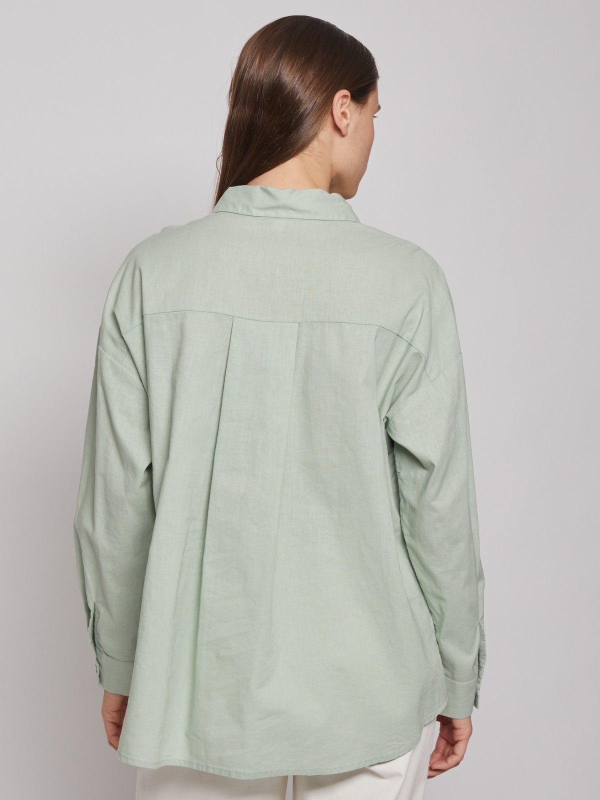 Рубашка с длинным рукавом zolla 022221191033, цвет светло-зеленый, размер XS - фото 6