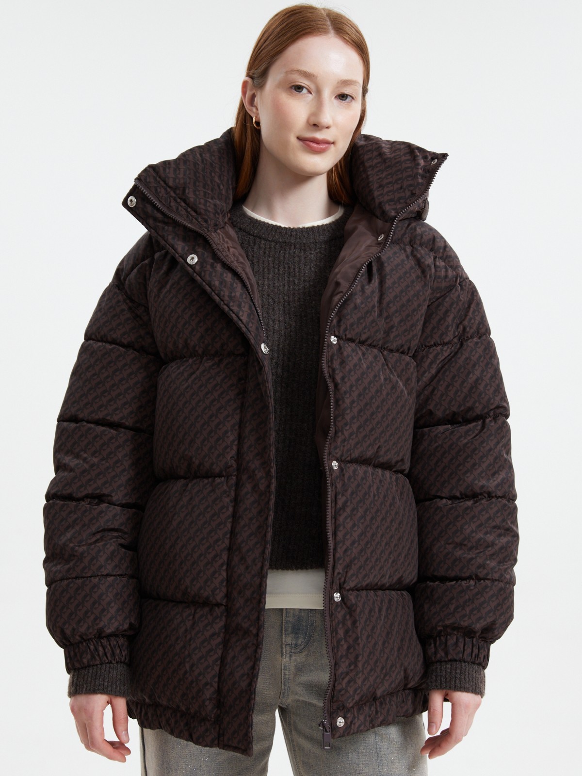 Стёганая оверсайз куртка с капюшоном