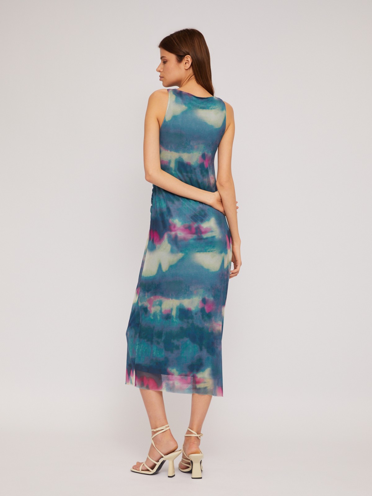 Платье без рукавов из сетки с принтом Soft Focus