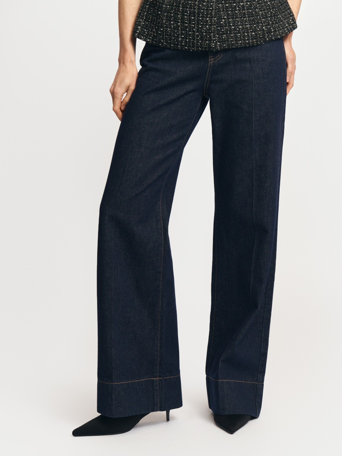 Джинсы силуэта Wide с высокой посадкой