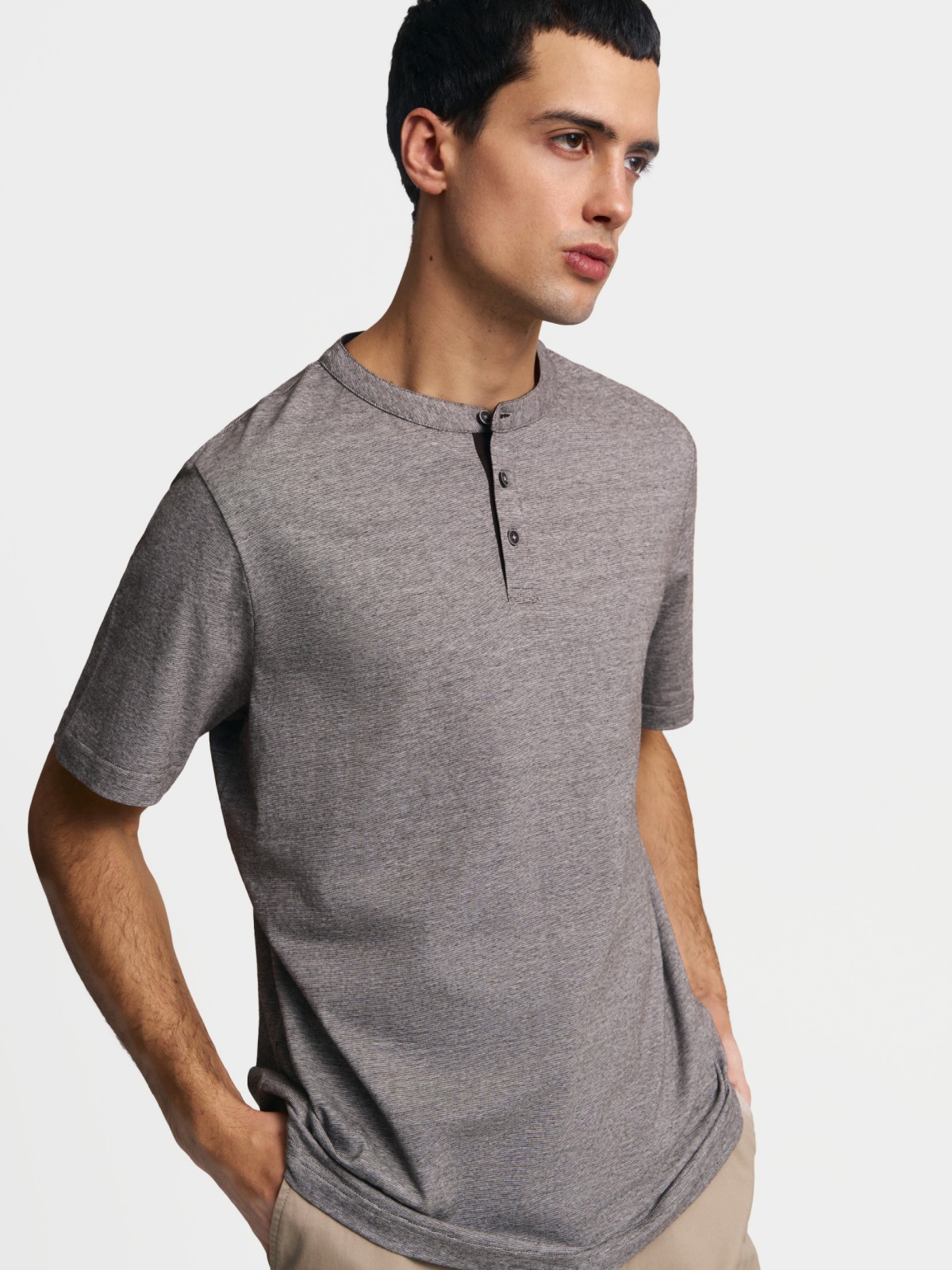 Футболка хенли из хлопка в полоску