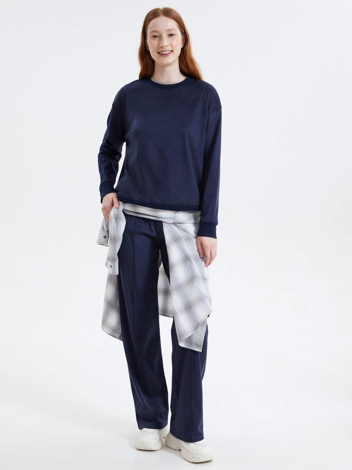 Замшевые брюки на резинке