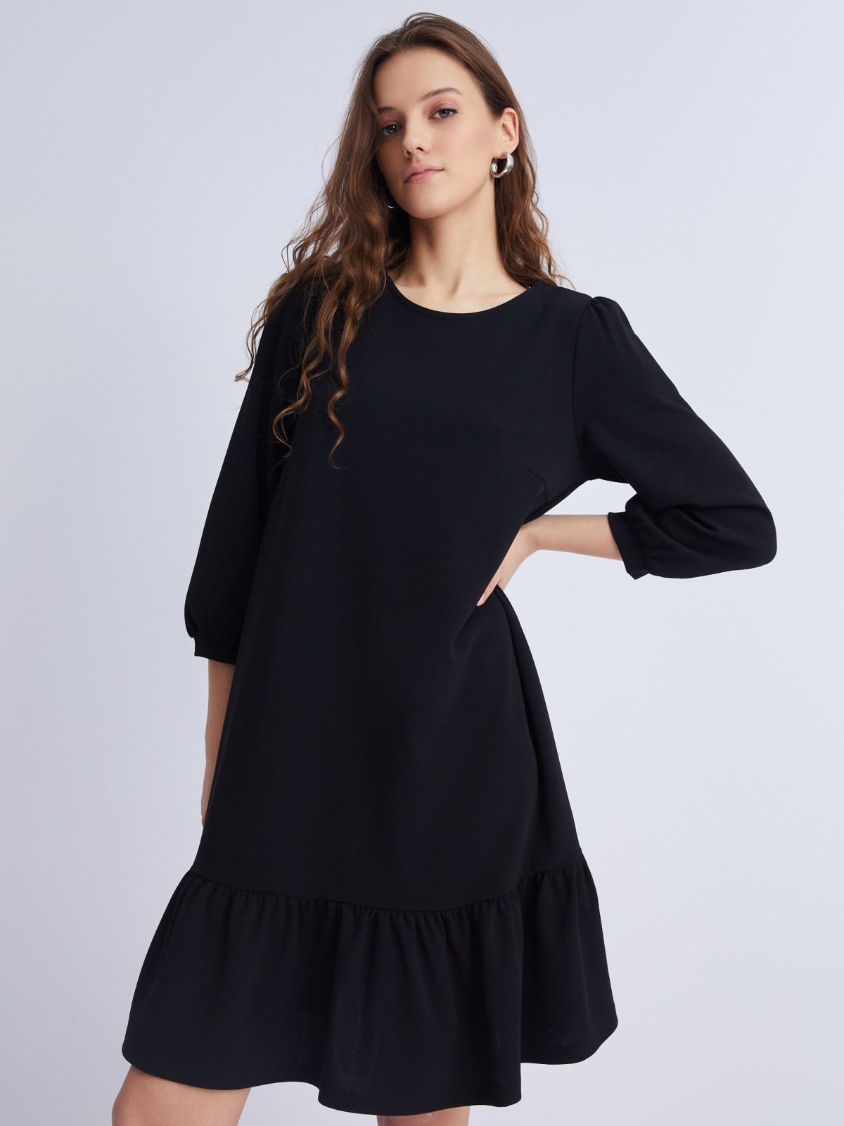 Платье А-силуэта длины мини с воланом zolla 02333819F203, цвет черный, размер S - фото 4