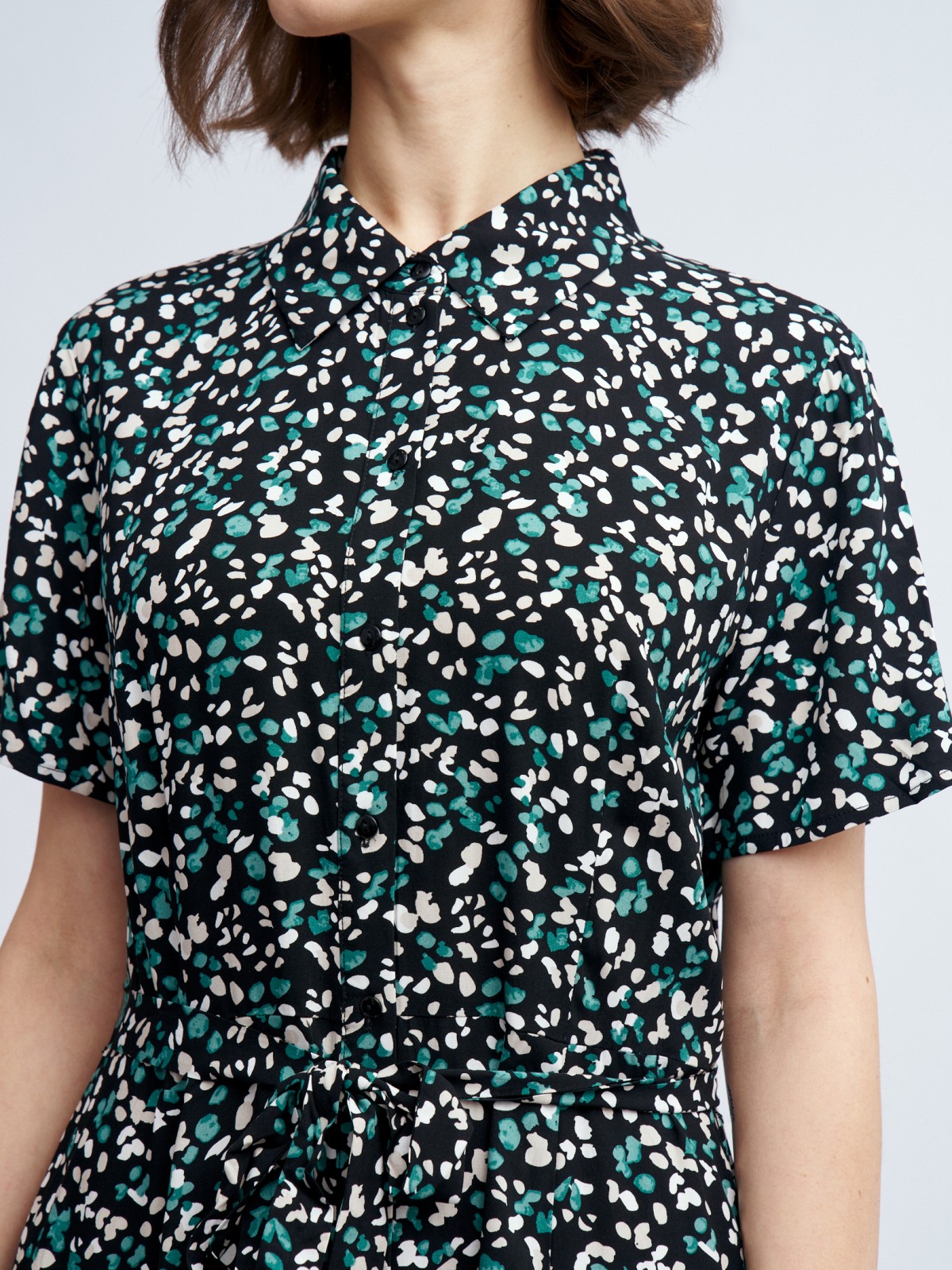 Платье-рубашка из вискозы с поясом