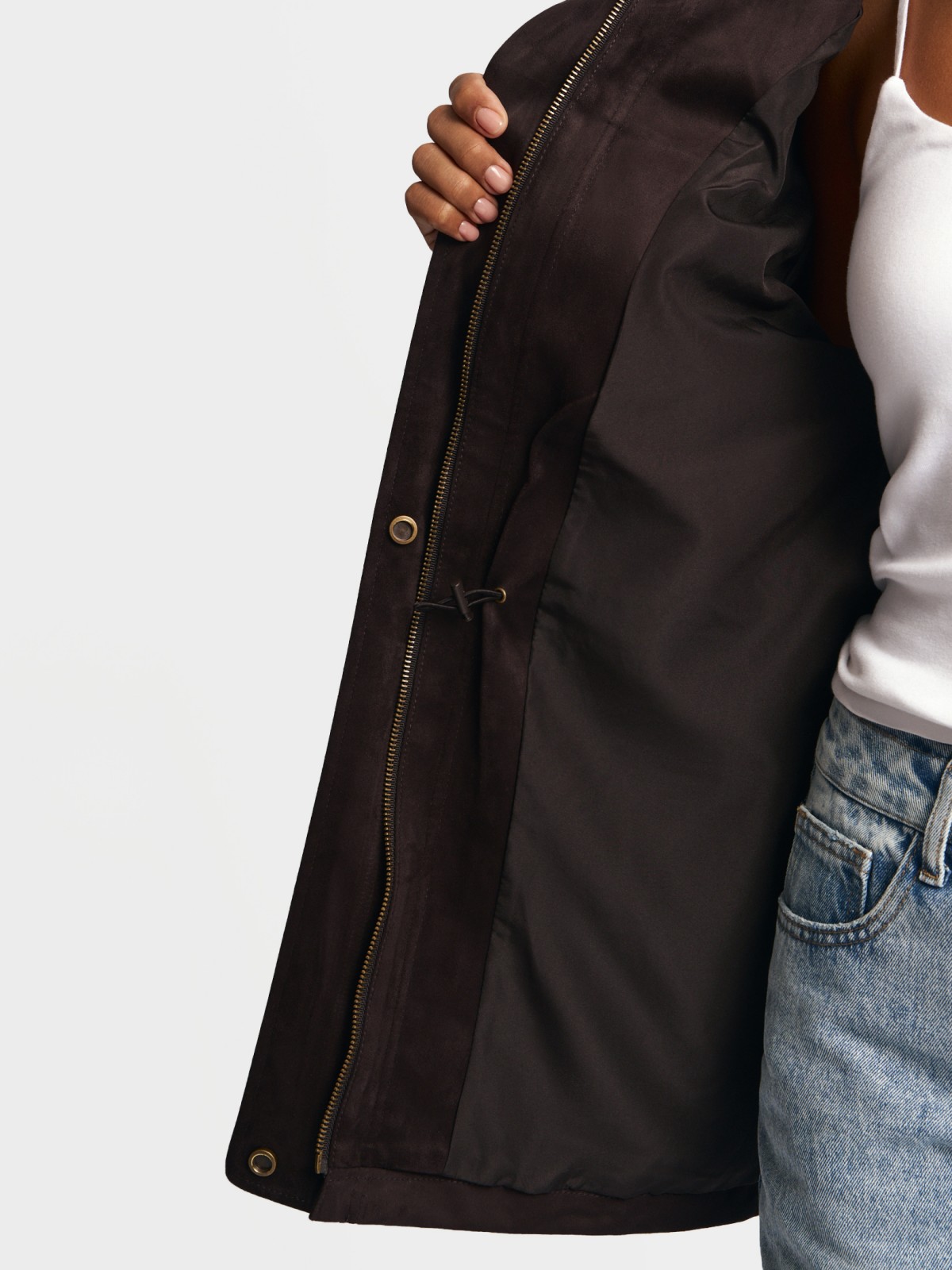 Куртка из экозамши с воротником