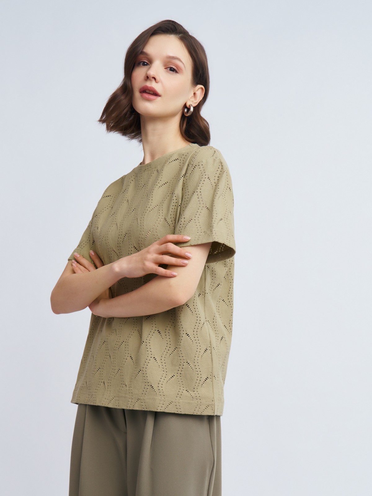 Ажурная футболка из хлопка