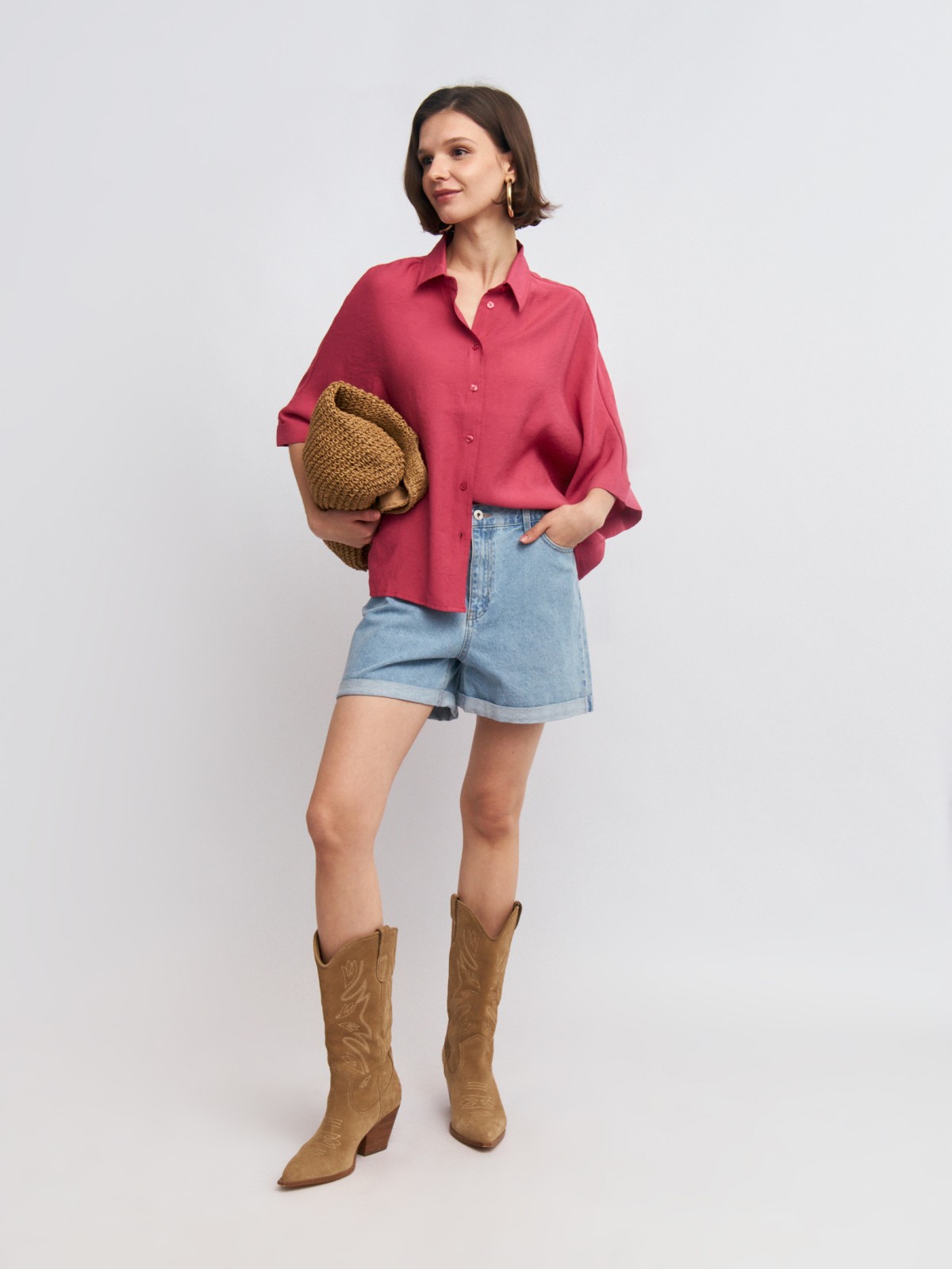 Джинсовые мини шорты из хлопка на резинке 1599₽