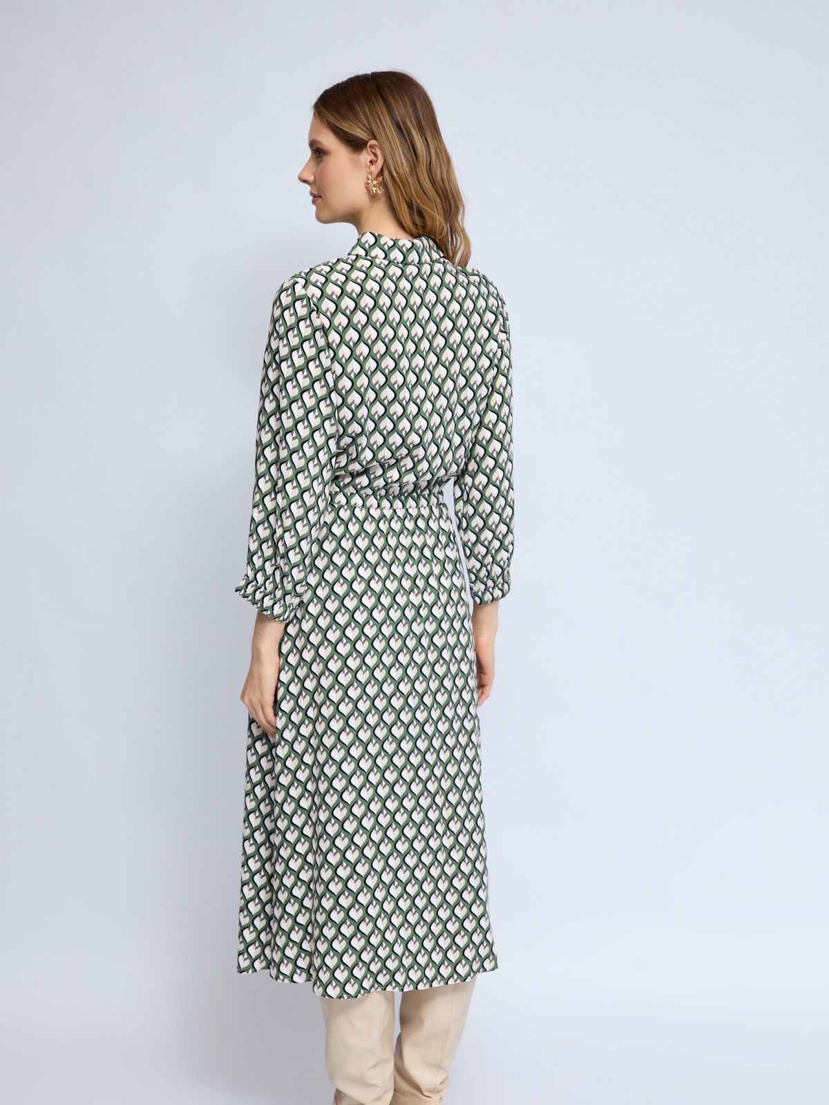 Платье-рубашка миди из вискозы на кулиске