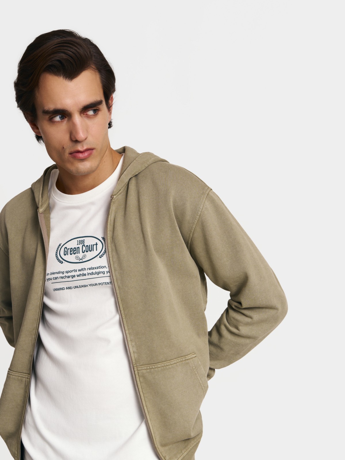 Трикотажная толстовка из хлопка с капюшоном