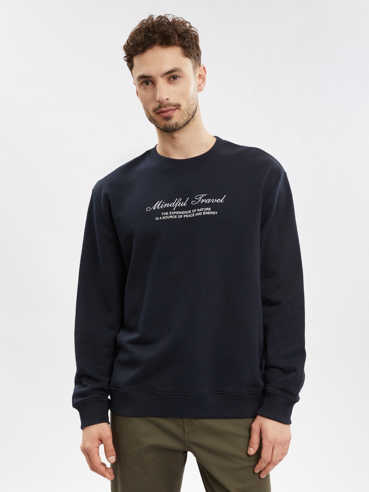 Свитшот из хлопка с принтом-надписью