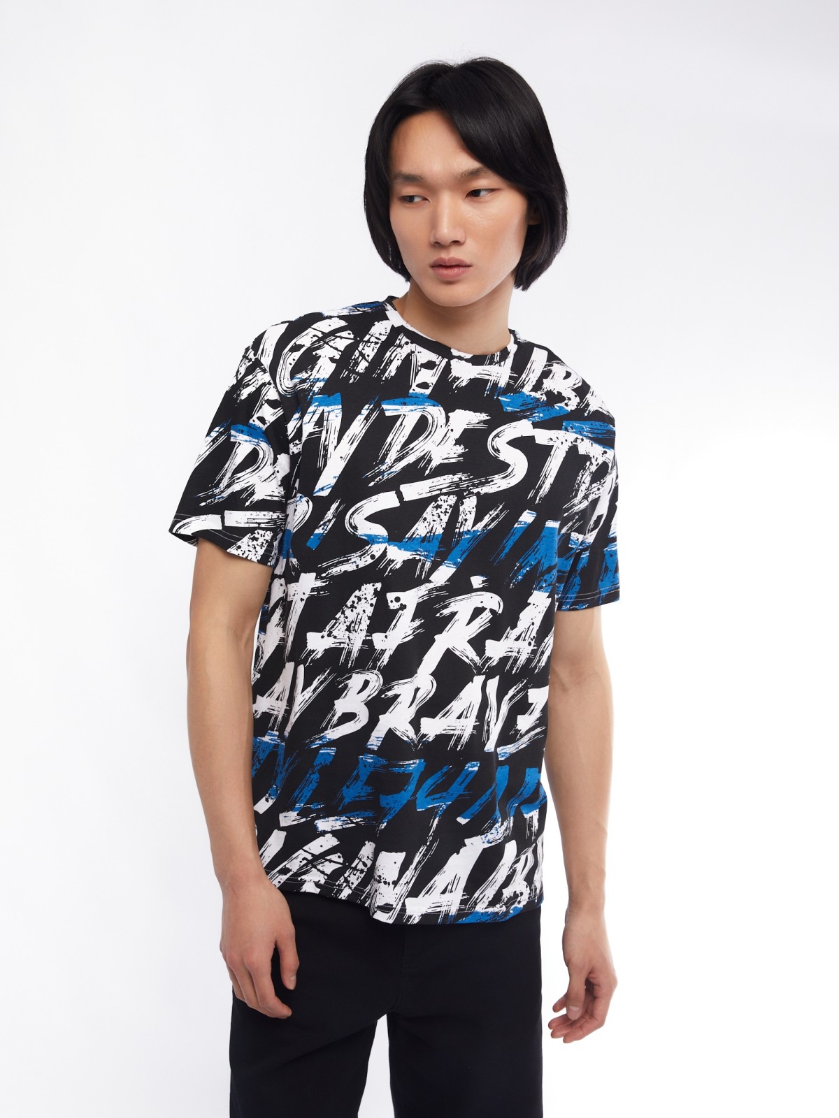 Принтованная футболка из хлопка с надписями