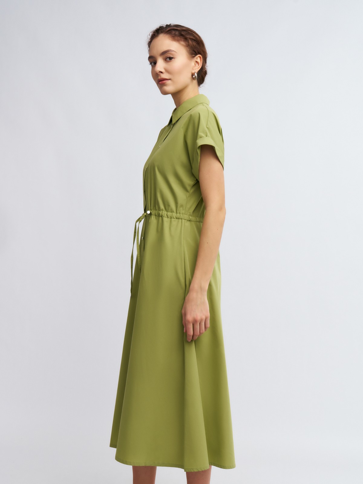 Платье-рубашка миди на кулиске