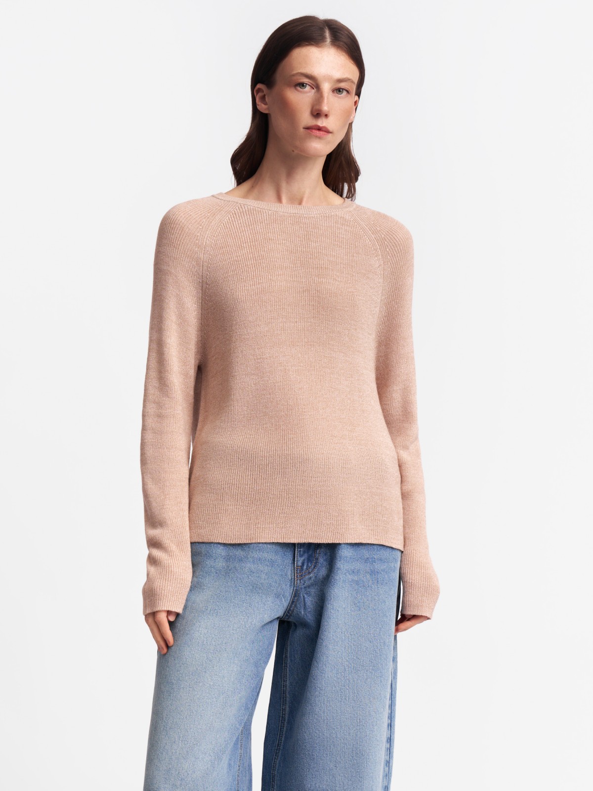 Вязаный джемпер из акрила с длинным рукавом