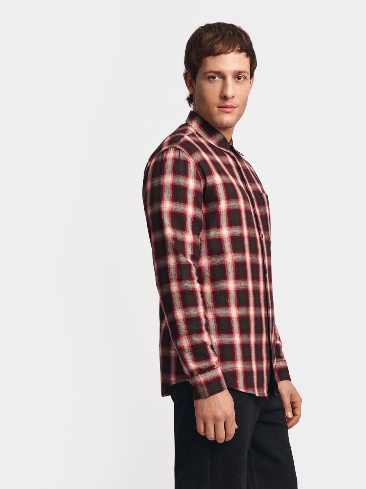Рубашка в клетку с длинным рукавом