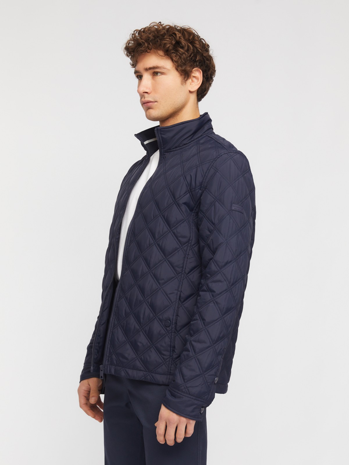 Утеплённая куртка на молнии с воротником-стойкой zolla 014135159124, цвет темно-синий, размер M - фото 4