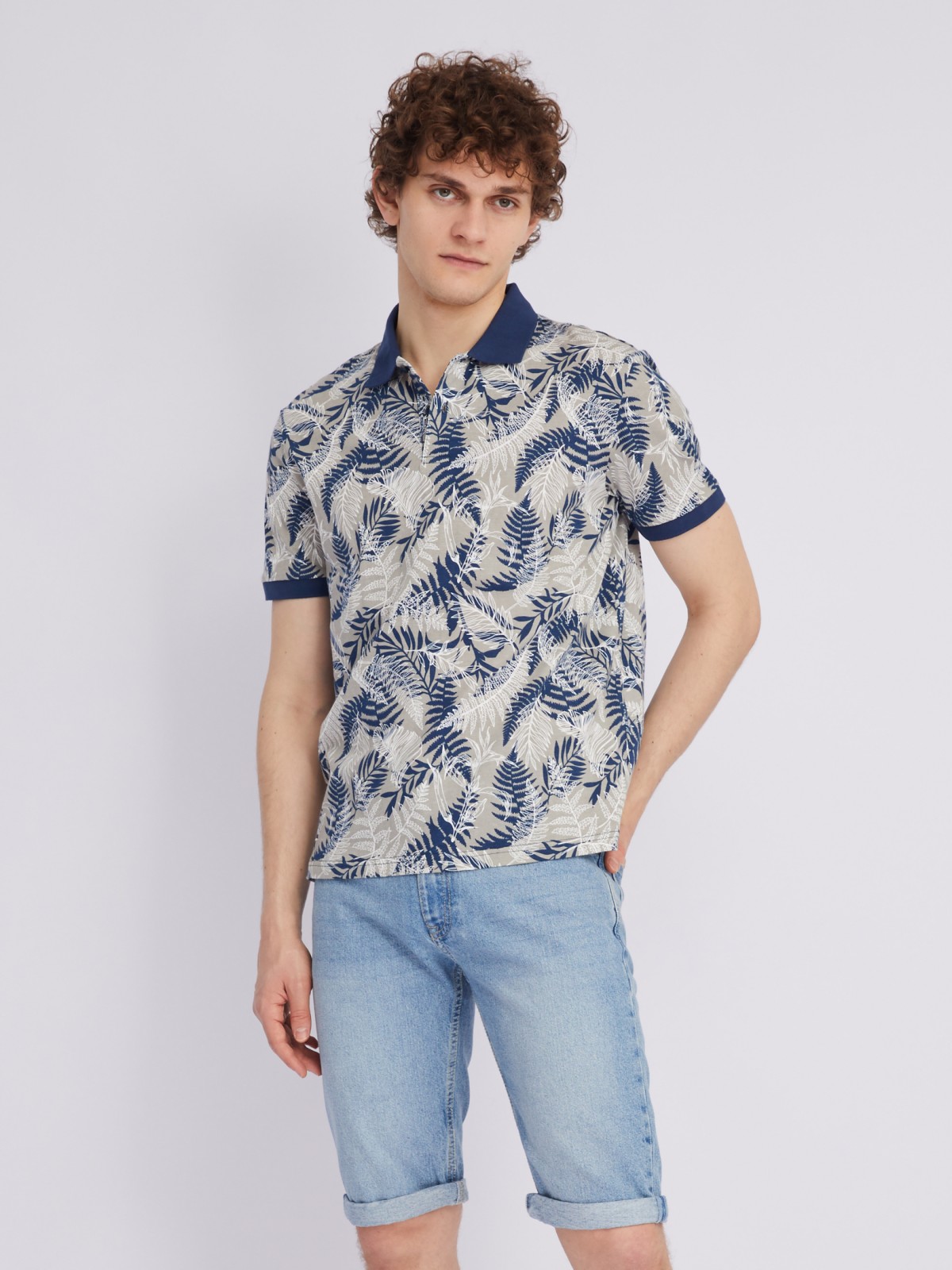 Футболка поло с тропическим принтом