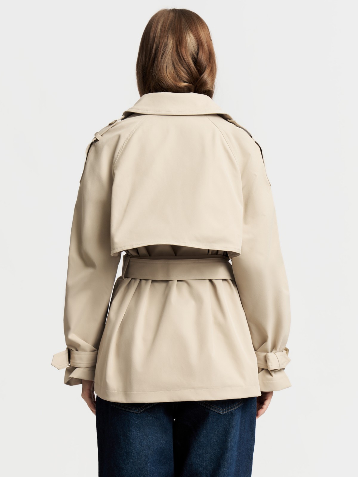 Двубортная куртка-тренч с поясом