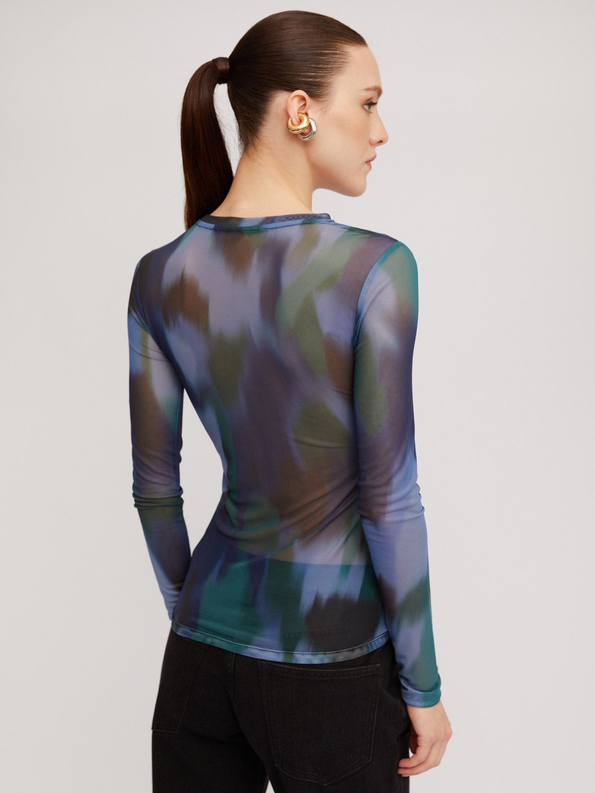 Лонгслив из сетчатого материала с принтом Soft Focus