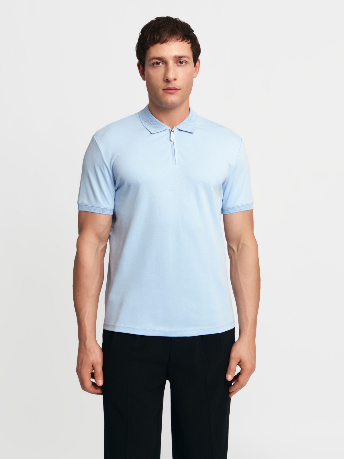 Футболка поло из хлопка на молнии