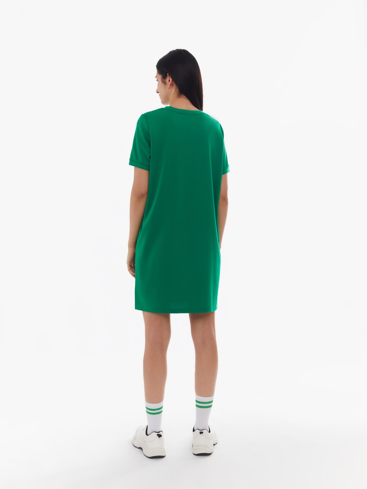 Платье-футболка с коротким рукавом и принтом-надписью zolla 024138135132, цвет зеленый, размер S - фото 6