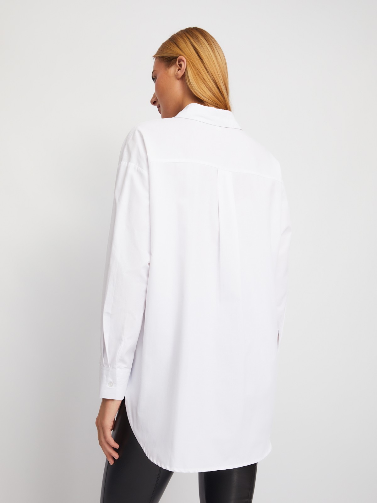 Рубашка свободного удлинённого силуэта с принтом zolla 02411117Y213, цвет белый, размер XXS - фото 6