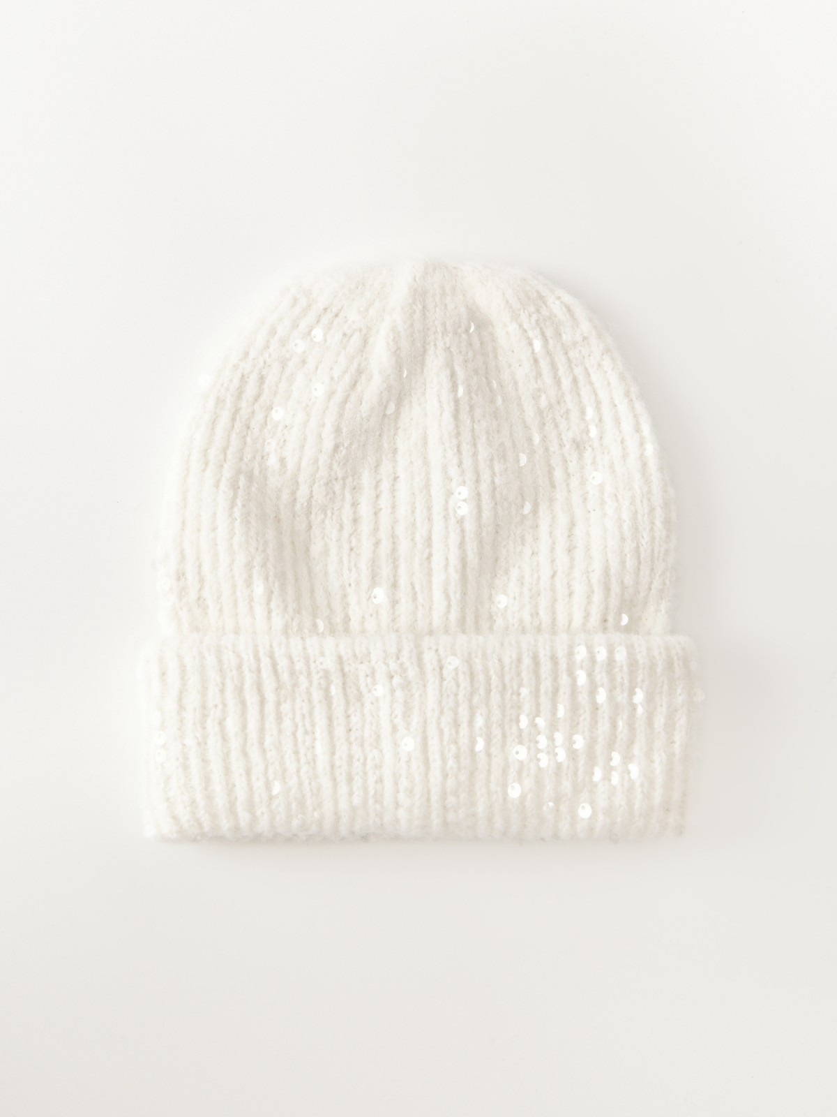 Вязаная шапка-бини с пайетками