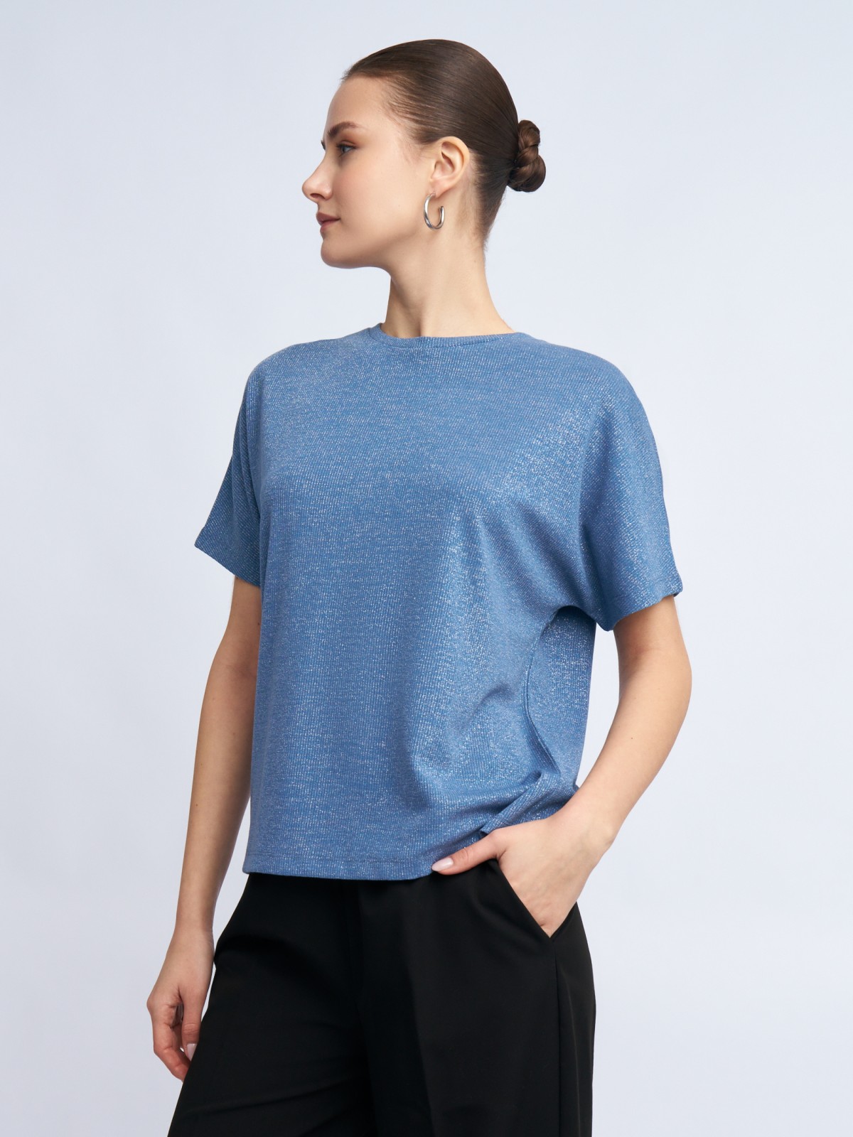 Трикотажный топ-блузка с люрексом