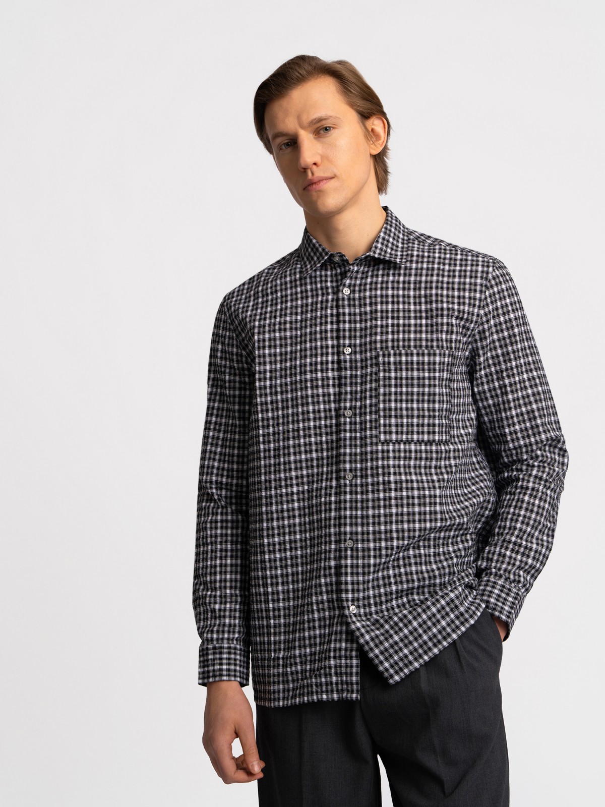 Рубашка в клетку с длинным рукавом