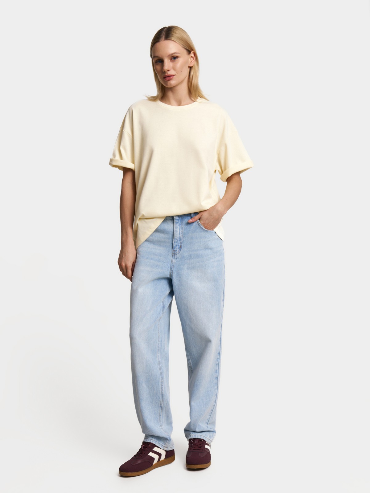 Футболка оверсайз из хлопка однотонная