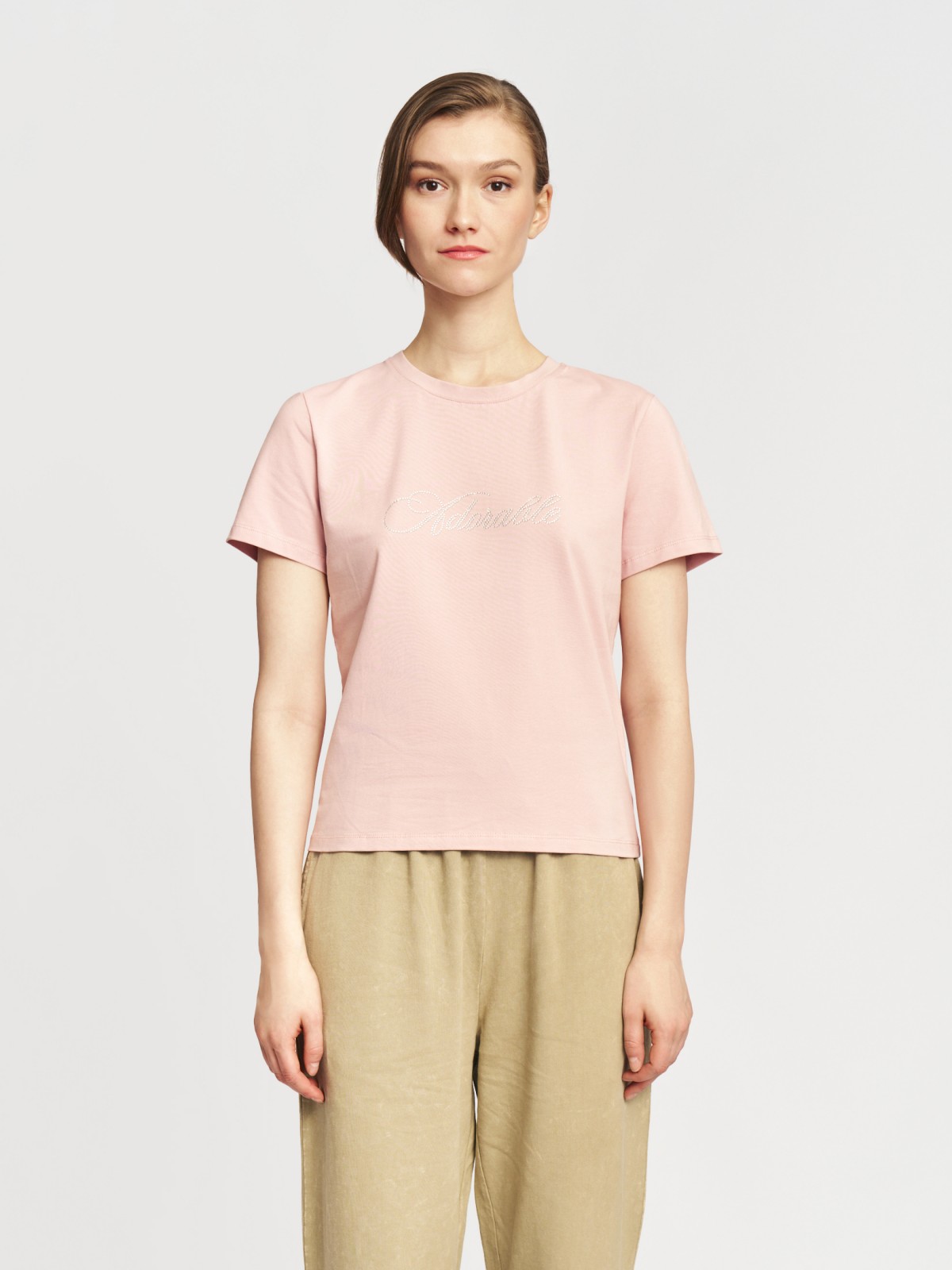 Трикотажная футболка со стразами