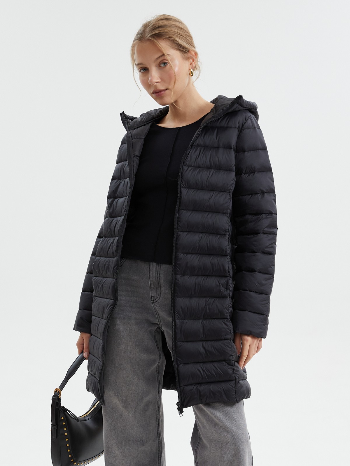 Утеплённая куртка-пальто с капюшоном