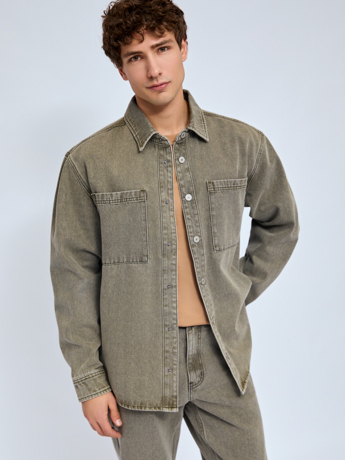 Джинсовая куртка-рубашка из хлопка на кнопках 2299₽