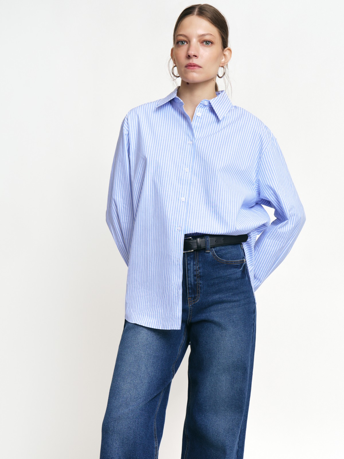 Рубашка из хлопка с узором в полоску