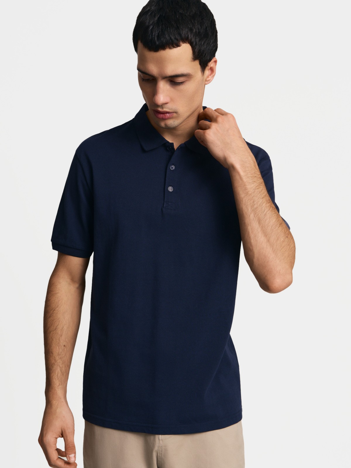 Футболка поло из хлопка однотонная