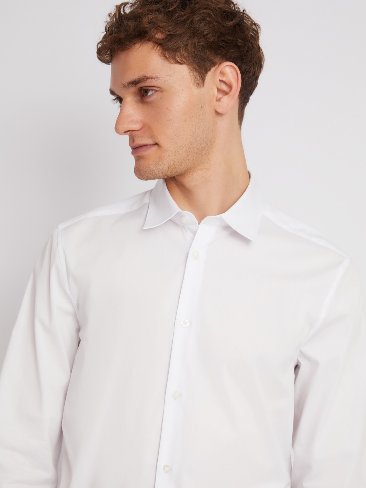 Офисная рубашка прилегающего силуэта из эластичного материала zolla 013322162032, цвет белый, размер XS - фото 5
