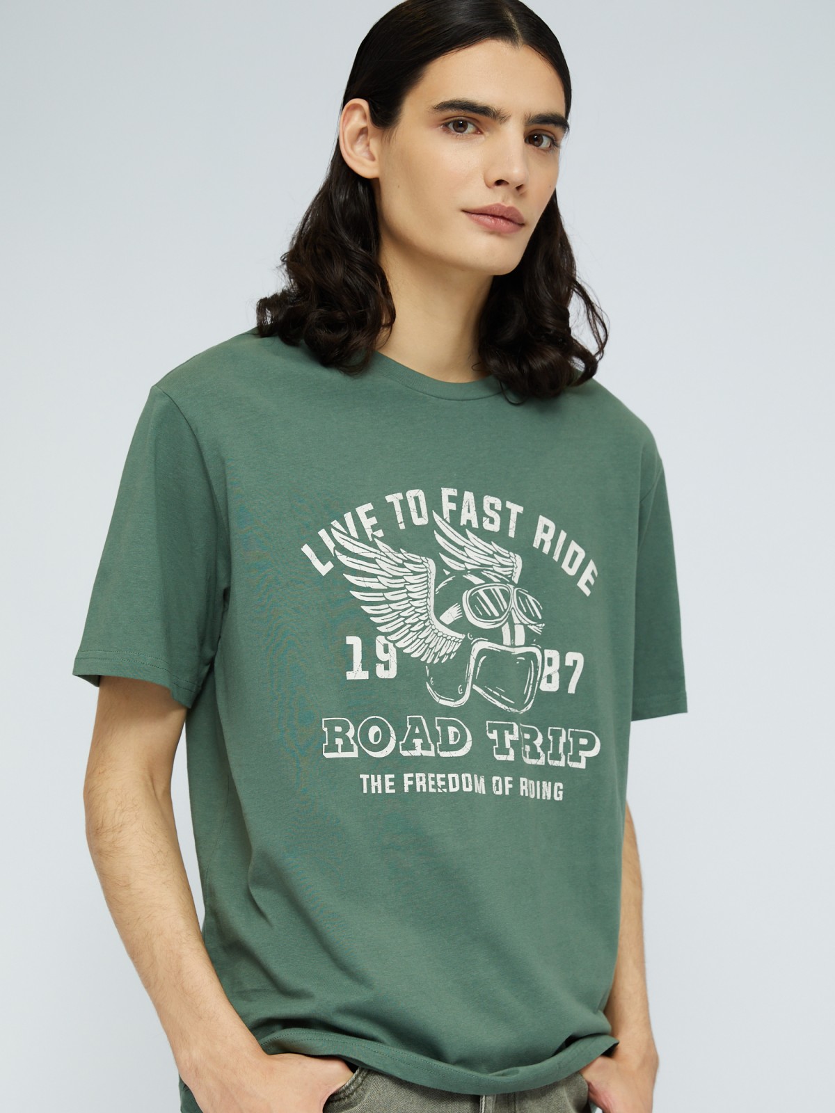 Футболка из хлопка с принтом-надписью