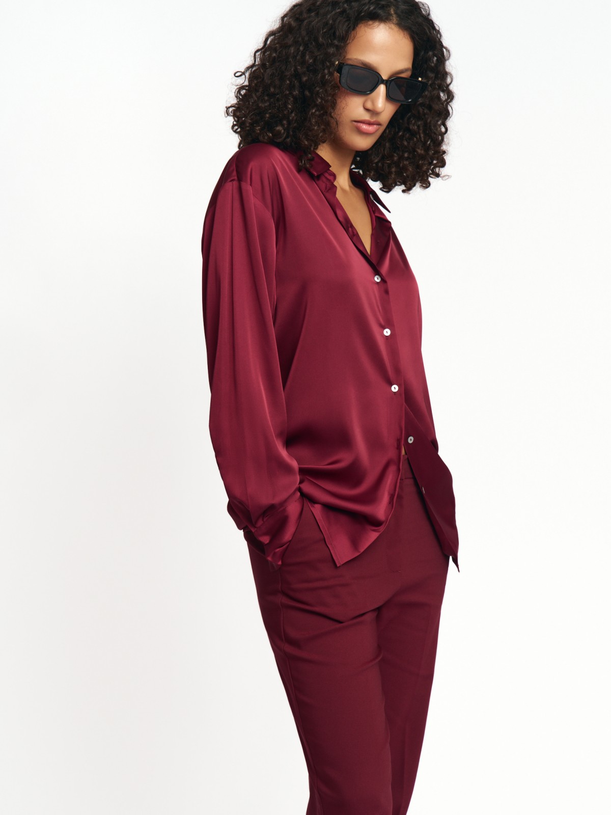 Офисная атласная рубашка