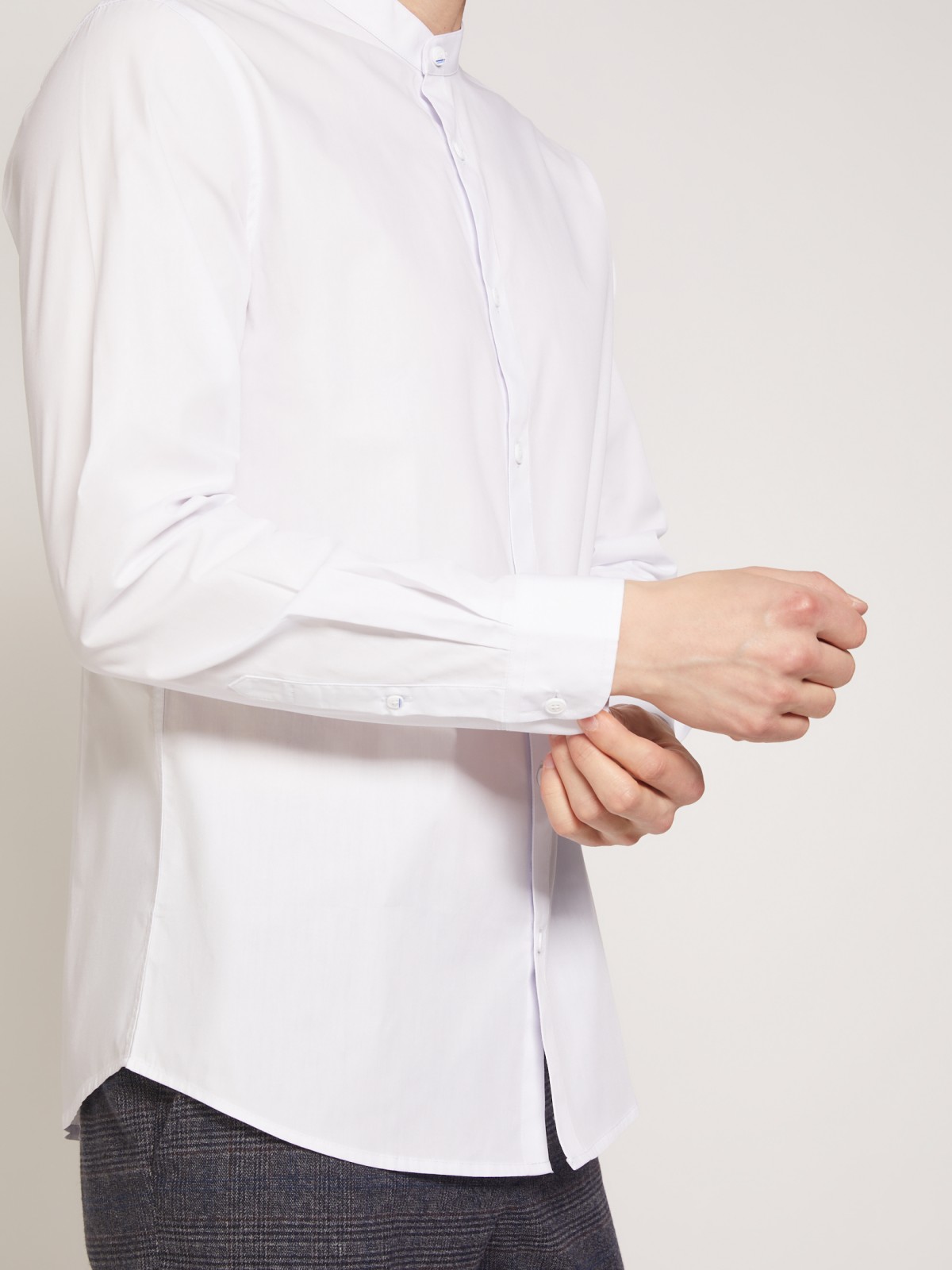 Рубашка с воротником-стойкой zolla 21132217Y012, цвет белый, размер XS - фото 4