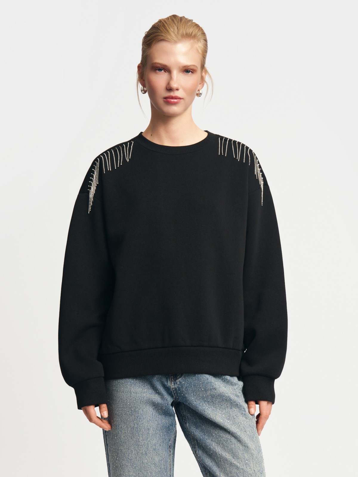 Свитшот расслабленного фасона с бахромой