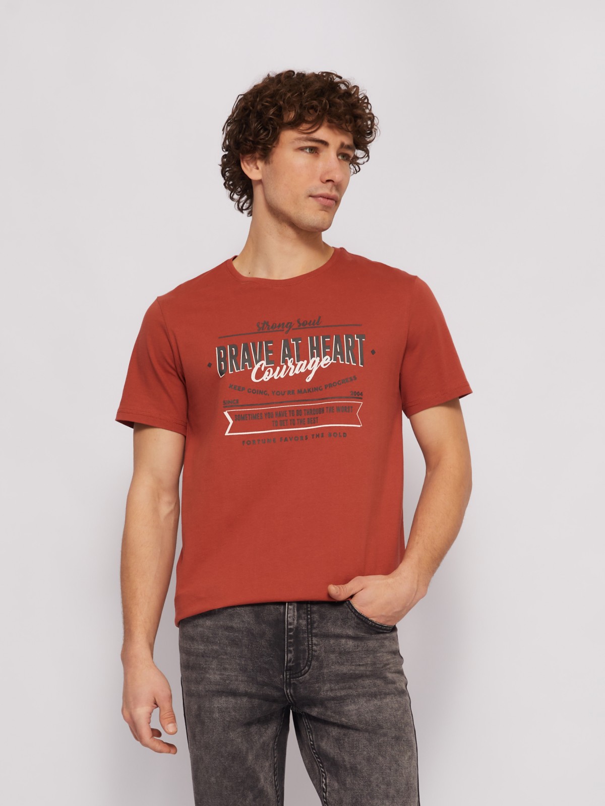 Футболка из хлопка с принтом-надписью