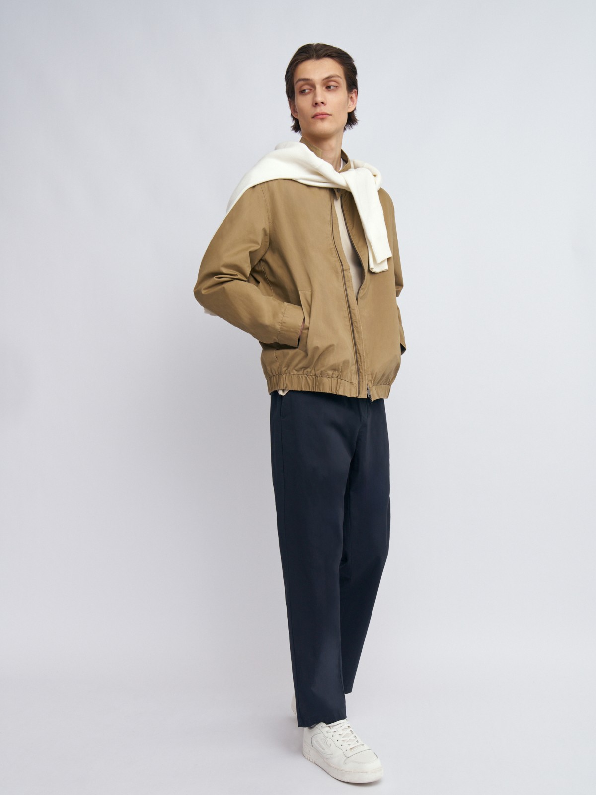 Куртка-бомбер из хлопка с воротником-стойкой